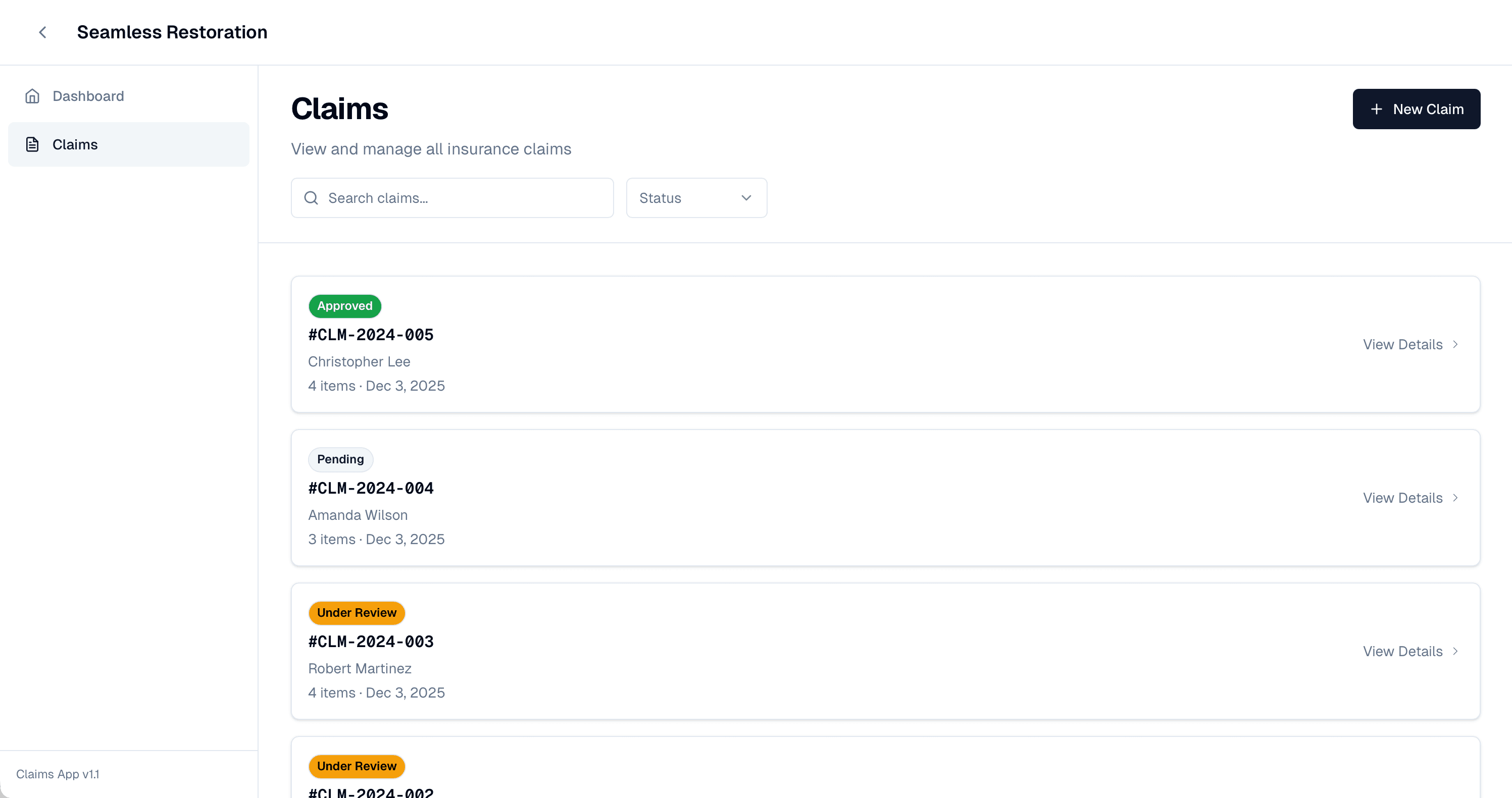 Insurance Claims Portal